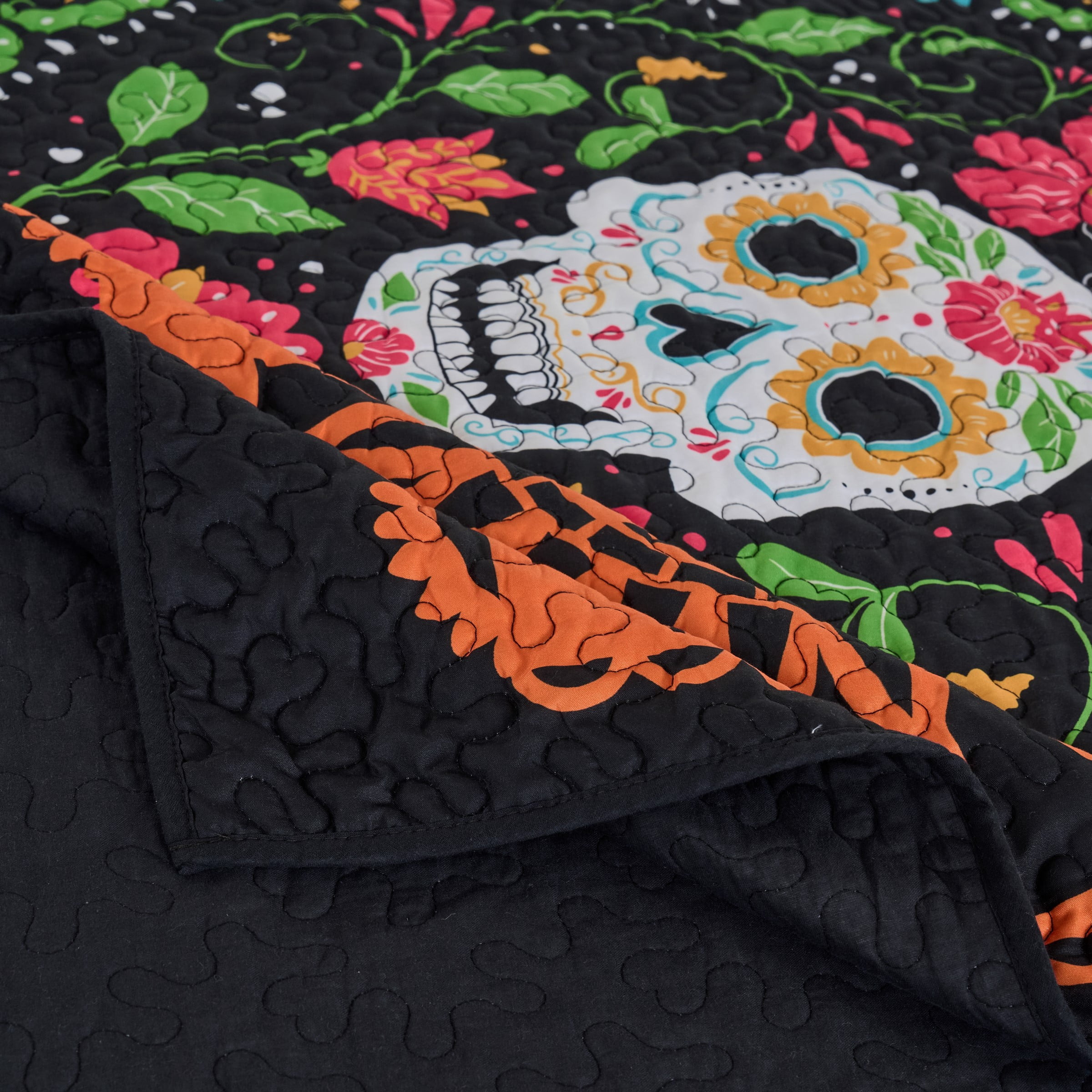 Greenland Home Fashions Day of the Dead Quilt Set, 3-Piece King/Cal King, Teens/Adults