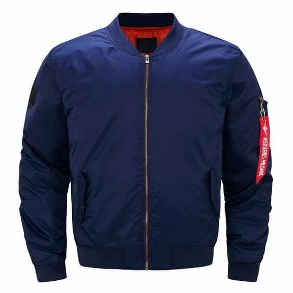 IYTR Men's Jacket Military Flight Blouson Coat Rib Knit Collar Long Sleeve Zipper Pockets Winter Warm Outwear