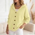 thumbnail image 6 of vigerkar Women's Hooded Cardigan Solid Color Sweaters Button Down Open Front Knit Outerwear Coats (Light Yellow, XL), 6 of 8