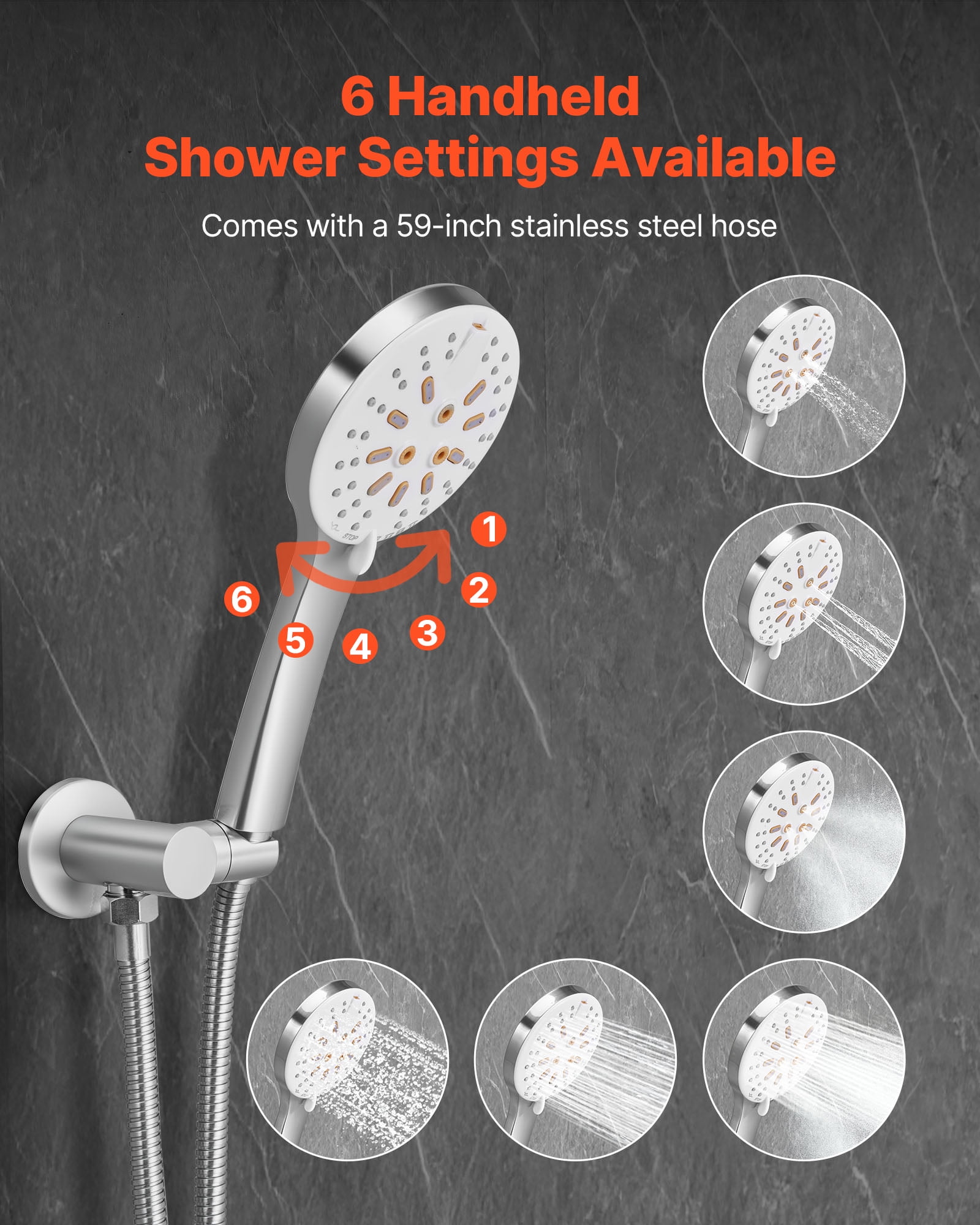 VEVOR Shower Faucet Set, Rainfall Bathroom Shower System with 10-Inch Round Rain Shower Head and Handheld Spray, Wall Mounted Bath Fixtures with Brass Valve and Trim Kit, Brushed Nickel
