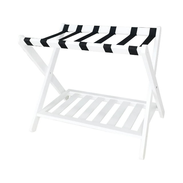 Guardoinrt Folding Luggage Rack Suitcase Stand Multifunctional Straps with Sturdy Nylon Brown White 68x45x55cm