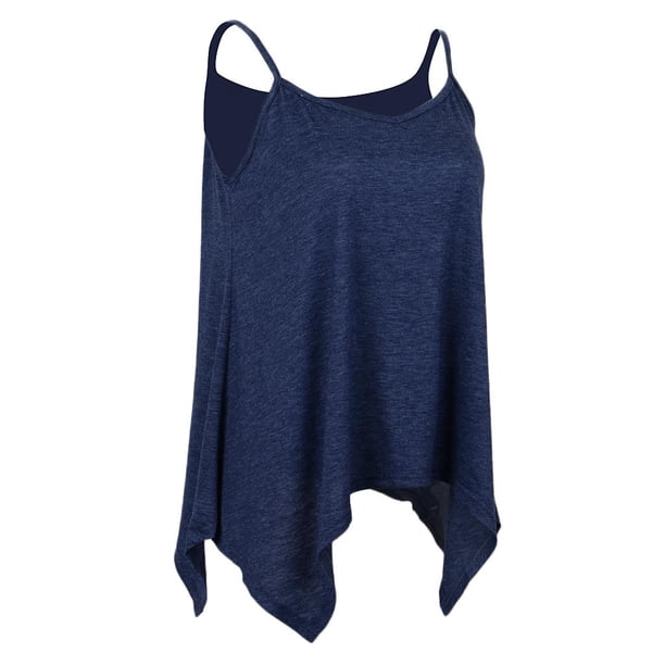 Blend de de Las Mujeres Spaghetti Correa Tops Tops Tank Tops V CAMISOLA PLISADA Salvador tirante de espagueti sin mangas