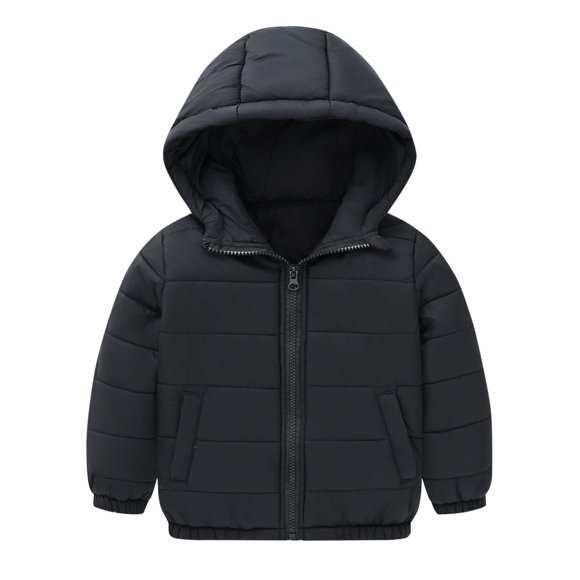 Lovzfmll Toddler Kids Girls Boys Winter Coat Hooded Puffer Jacket Casual Full Zipper Front Pockets Everyday Essential for 1-10 Years