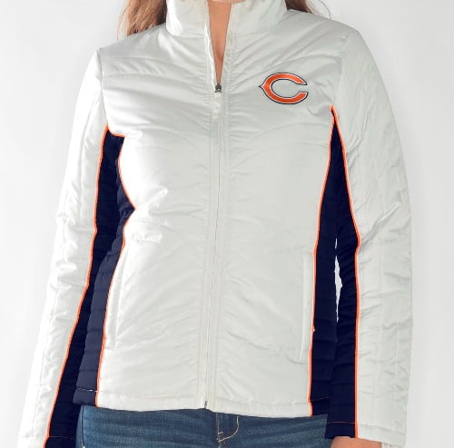 Chicago Bears Women's NFL Touchdown Full Zip Quilted Mid-Weight Jacket by G-III Sports