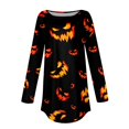 Sxaura Womens Halloween Costumes Pumpkin Bats Print Tunic Long Sleeve