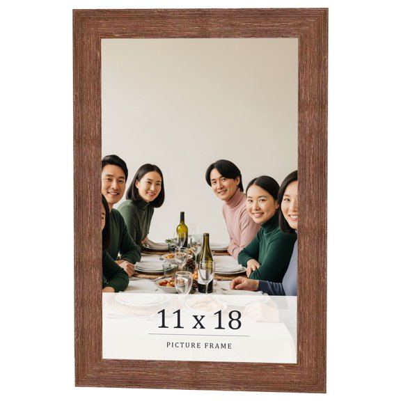 11x18 Frame Brown Farmhouse Solid Wood Picture Frame Width 1.5 Inches | Interior Frame Depth 0.5