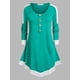 thumbnail image 1 of Camiseta Talla Extra Borde Encaje Dos Tonos Rosegal  Mangas largas de talla grande, 1 of 5
