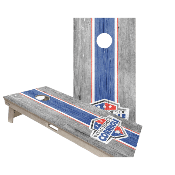 Skip's Garage | WSOC Stripes Grey and Blue Backyard 2x4 Cornhole Board Set (24" x 48") | Includes (8) Bags Various Accessory Options