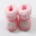 thumbnail image 2 of Miaouyo Infant Baby Girls Booties Fuzzy Cuff Non Slip Soft Sole First Walker Shoes, 2 of 9