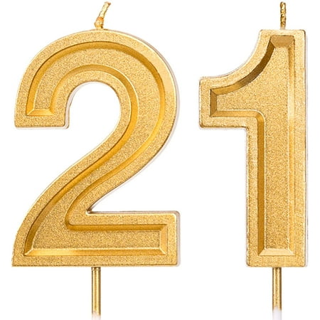 2 76 Inch Gold Glitter Happy Birthday Cake Candles Number Candles Birthday Candle Cake Topper Decoration For Party Kids Adults Number 21 Walmart Canada