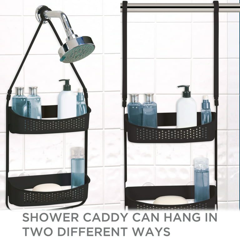 Bath Bliss Two Tier Large Aluminum Shower Caddy with Clear