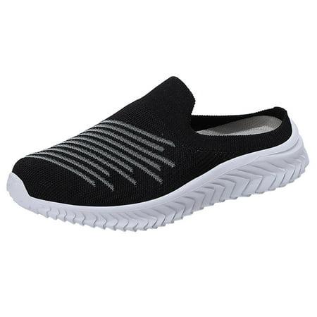 

On Running Shoes Women Women s New Middle Aged Mother Wears Baotou Semi Slippers Flat Bottom Soft Mesh Sports Breathable Casual Shoes casual shoes for Women Mesh Black