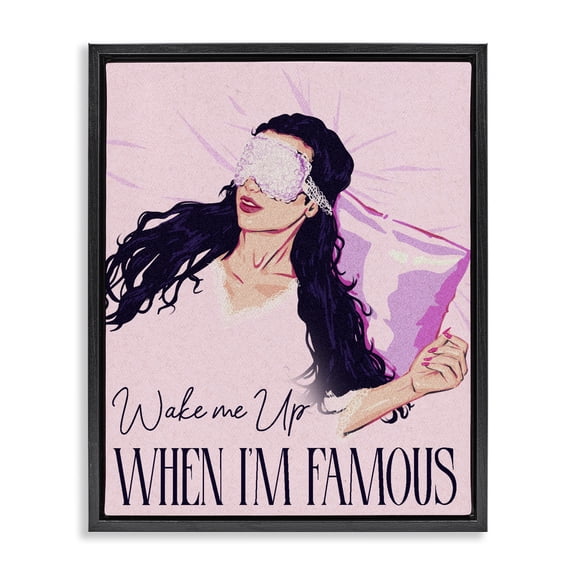 Stupell Industries Art Deco Wake Me Up When Famous Black Floating Frame Canvas Art, 17 x 21, by Ziwei Li