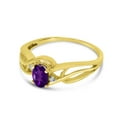 thumbnail image 3 of 10k Yellow Gold Oval Amethyst And Diamond Curve Ring, 3 of 6
