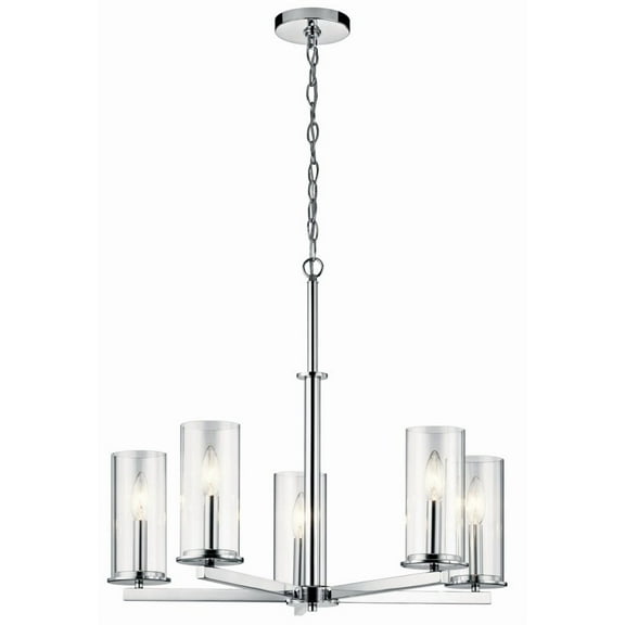 43999CH Kichler Lighting Crosby - 5 light Medium Chandelier - with Contemporary Inspirations - 22.25 inches tall by 26.25 inches wide-Chrome Finish