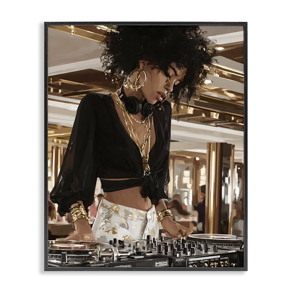 Stupell Industries Contemporary Woman Of Music Live DJ Black Framed Giclee Art, 11 x 14, by Franklyn Gregory
