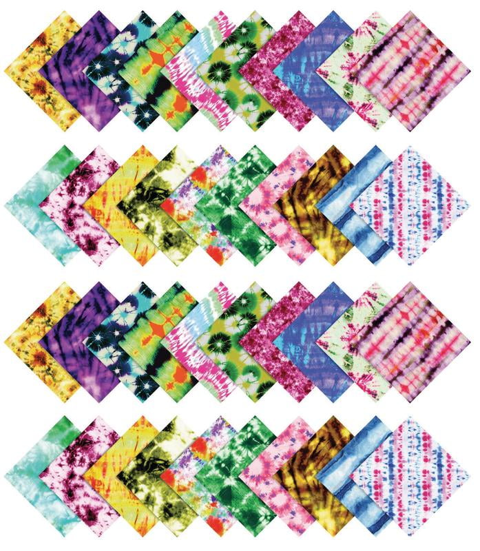 Soimoi 40Pcs Tie Dye Print Cotton Precut Fabrics For Quilting Craft Strips 2.5x42inches Jelly Roll - Multicolor