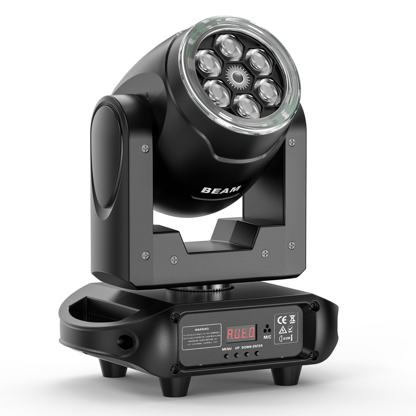 2PCS LED Moving Head Light, 6 Bee Eyes RGBW DMX Strobe Beam DJ Disco Stage Lighting w/ Light Strip