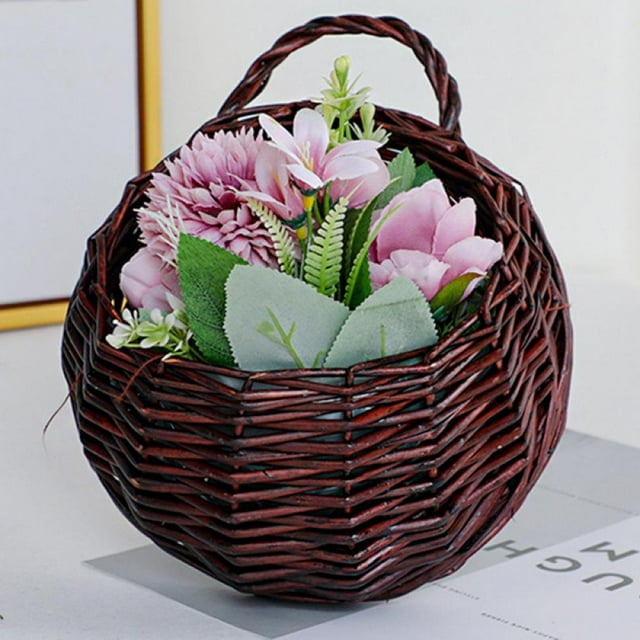 Hand Woven Small Wicker Baskets Chic Decor Hanging Wall Container for Home