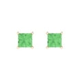 thumbnail image 3 of 1.5 Ct Princess Cut Studs Green Crystal 14K Rose Solid Gold Everyday Dainty Earrings Push Back, 3 of 7