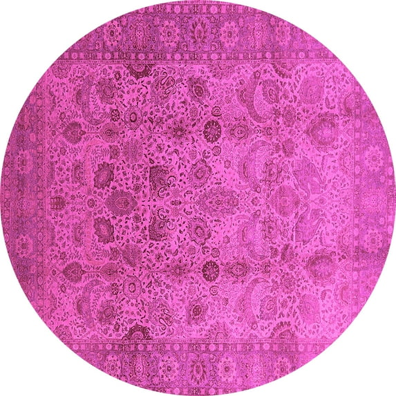 Ahgly Company Indoor Round Oriental Pink Traditional Area Rugs, 6' Round
