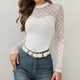 thumbnail image 2 of QHFBli Women's Rave Club Lace Sheer Date Night Shirt Long Sleeve Going Out Tops Long Sleeve Top Sexy Mesh Long Sleeve Shirt, 2 of 4