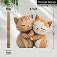 thumbnail image 2 of Wooden Cat Couple Statue 2D Minimalist Animal Desk Decor for Home Office Tabletop Bookshelf Pet Lover Gift Housewarming Living Room Decorations, 2 of 8
