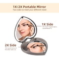 thumbnail image 3 of Mini Vintage Heart Elegant Makeup Mirror, Portable 1X/2X Magnifier (Silver), 3 of 7