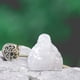 thumbnail image 4 of Buddha figurine, laughing happy, Crystal Carved Feng Shui Wealth, decorative home accent, meditation room, office desk decor, 8-inch tall, detailed craftsmanship, wooden base, for bedroom,, 4 of 9