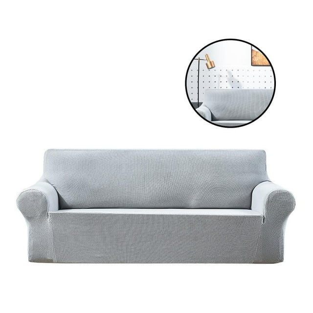 Inteprter Fundas de sofá con costuras finas, textura de alta gama para artesanías exquisitas, fundas de sofá elásticas resistentes al Decoración del hogar Gris-plata