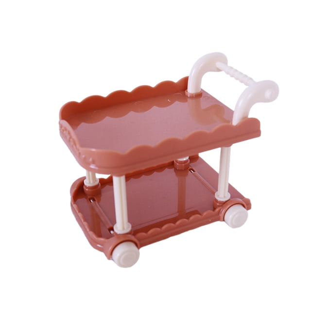 Jouet de Chariot de Supermarché Miniature Brun Brun pour Scène de Maison de Poupée, Jeu de Simulation au Design Réaliste