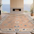 thumbnail image 2 of Design&I 5'x7' Washable Area Rug Flatweave & Daily Traffic Ready Blue Peach and Floral Elegance Intricate Botanical with Ornate Border for Guest Room, Lounge, Apartment, 2 of 7