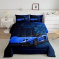 thumbnail image 2 of Castle Fairy Blue Racing Car Boy Twin Comforter Sets,Car Bedding Set,Sport Bedding Set, 2 of 8