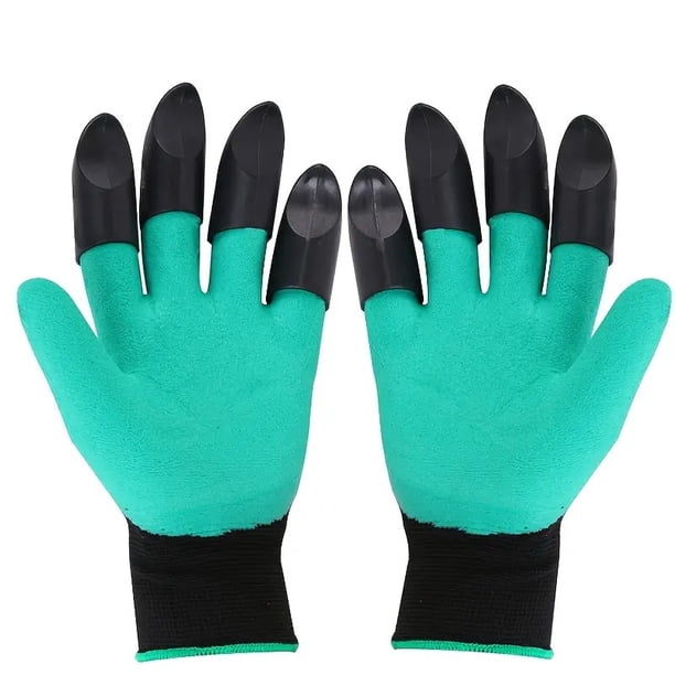 Guantes de Jardinería con Garras en los Dedos, Látex Impermeable y Antipinchazos, Talla Única, Verde