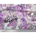 thumbnail image 3 of Soimoi Purple Rayon Crepe Fabric Paisley & Leopard Animal Skin Print Fabric by Yard 46 Inch Wide, 3 of 3