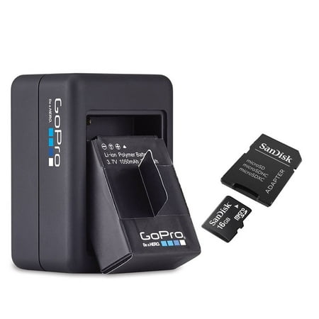Original Battery Charger & Battery for GoPro Hero4 with 16GB MicroSD Memory Card
