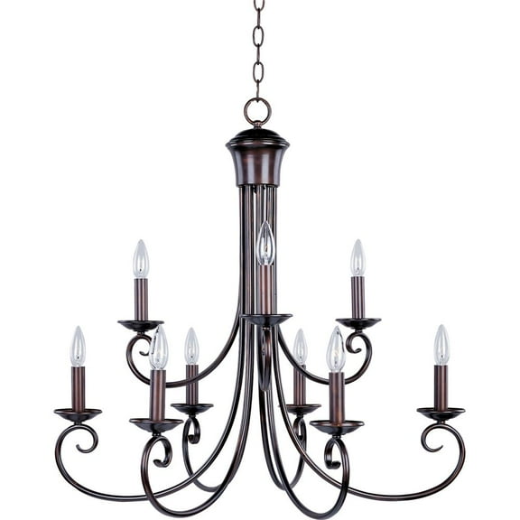 70006OI Maxim Lighting Loft-9 Light 2-Tier Chandelier in Early American style-29.5 Inches wide by 29 inches high-Oil Rubbed Bronze Finish