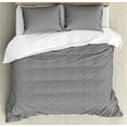 thumbnail image 1 of Geometric Rhombus Duvet Cover Set King Size, Repetitive Pattern of Simplistic Nested Outline Shapes Symmetry, Decorative 3 Piece Bedding Set with 2 Pillow Shams, Charcoal Grey White, by Ambesonne, 1 of 3