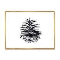 Designart 'Conifer Cone Black and White' Traditional Framed Canvas Wall Art Print