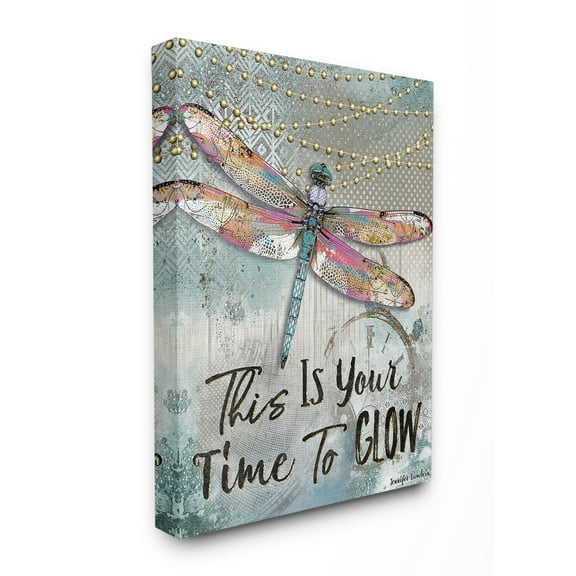 The Stupell Home Decor Collection Blue Lights This Is Your Time To Glow Inspirational Dragonfly Stretched Canvas Wall Art, 16 x 1.5 x 20