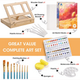thumbnail image 6 of Painting Supplies Set, 49 Pieces Watercolor Painting Kit with Wooden Tabletop Easel, Includes Watercolor Paints, Brushes, Palette, Canvas Panels and Painting Pads, 6 of 7