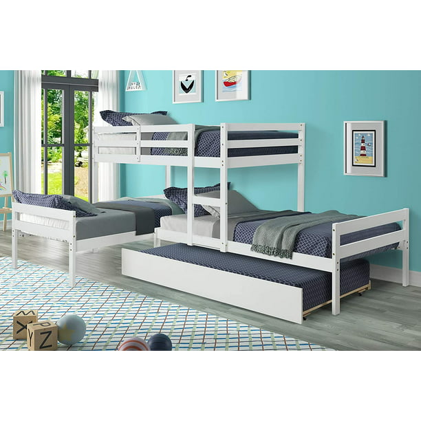 Atayal L Shaped Bunk Bed With Trundle, Living Spaces Bunk Beds Twin Over Full