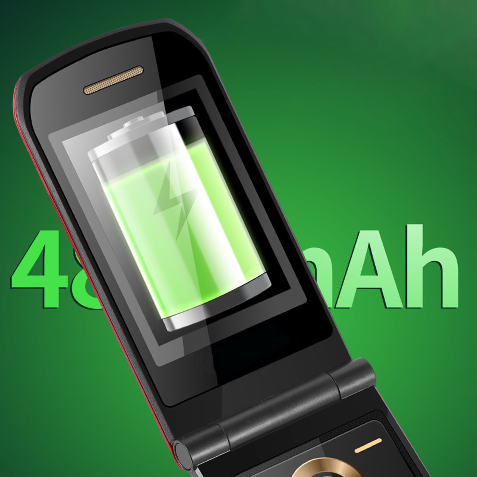 Colorful Long Standby Flip Phone For Seniors, Dual Sim, 4800Mah Battery, Large Button, Fm Radio Flashlight, Sos Emergency Call, Unlocked, Simple Operation, Classic Style