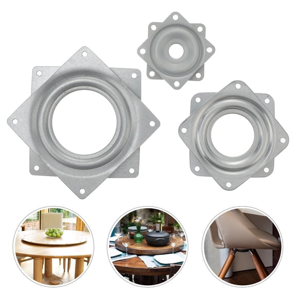 NUOLUX Zinc Plated Turntable Bearing Plated Silver for DIY Furniture Making 3Pcs