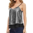 thumbnail image 4 of NFTOEIULA Women Sequin Glitter V Neck Sleeveless Shining Party Night Layered Top, 4 of 5
