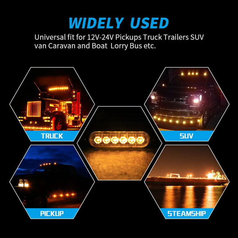 10X Car 24* LED Front Flash Warning Lights Flash Light Strobe Light 12-24V  Truck
