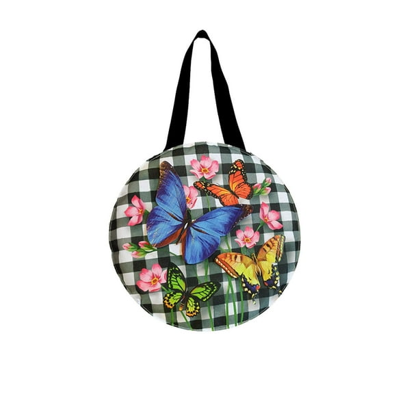 Briarwood Lane Checkered Butterflies Spring Burlap Door Hanger