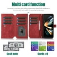 thumbnail image 2 of Allytech Zipper Wallet Case for Samsung Galaxy Z Fold3 with Wrist Strap & Shoulder Strap, Premium PU Leather Card Slots Kickstand Magnetic Clasp Shockproof Protective Cover Case - Red, 2 of 9