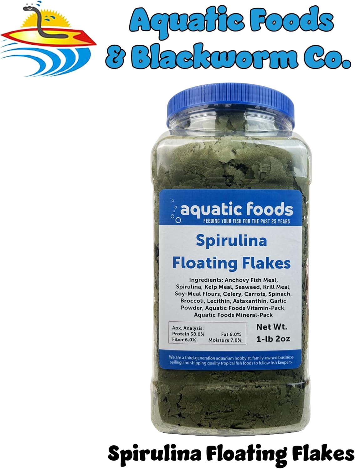 Spirulina Flakes for African Cichlids, All Central and South American Cichlids, Koi, All Tropical Fish. Pellet Mix, Wafer Mix Included - 1-lb 2oz