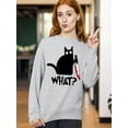 thumbnail image 3 of Black Cat Creepy Crazy Eyes Halloween Shirt Crewneck Sweatshirt, 2XL, H. Grey, 3 of 6